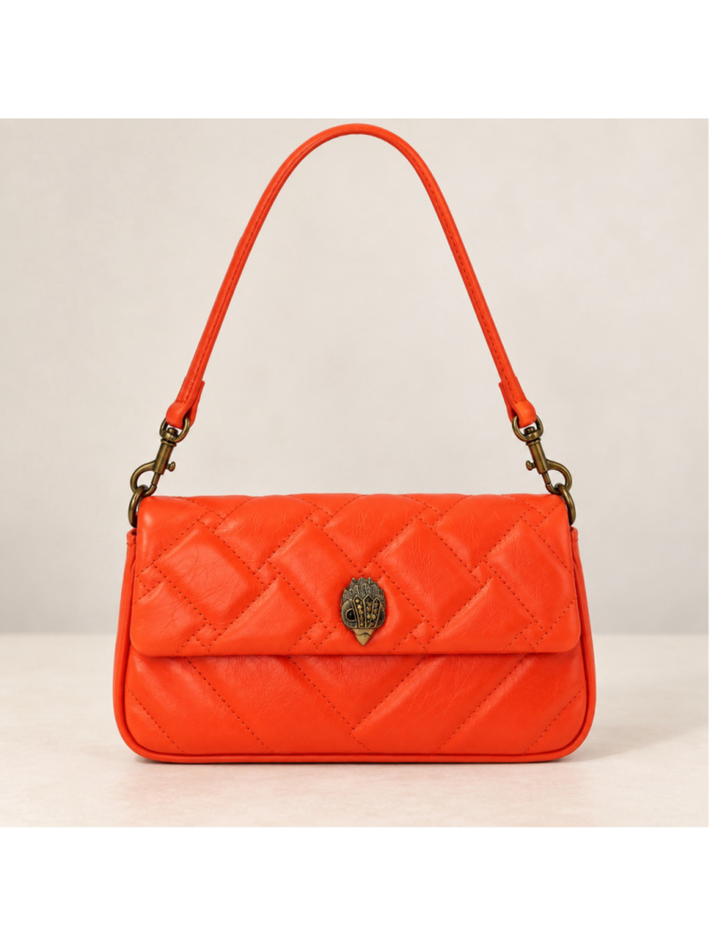 Kurt Geiger London Pickle Orange Leather Quilted Shoulder Bag